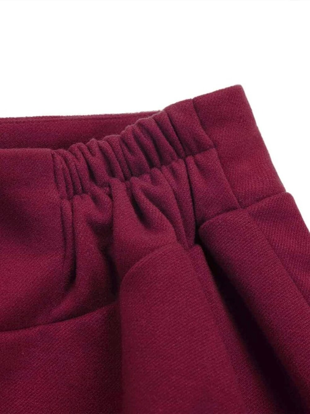 Women's Wine Red Fall Winter High Waisted Wool Plaid A-line Long Maxi Skirt - Picture 6 of 6